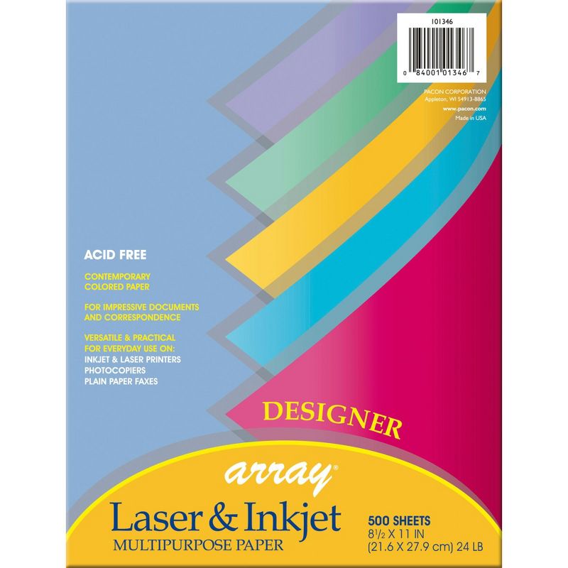Array Multi-Purpose Paper, 8-1/2 x 11 Inch, 24 lb, Assorted Designer Colors, Pack of 500, 2 of 5