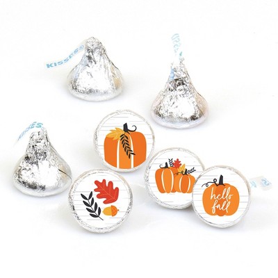Big Dot of Happiness Fall Pumpkin - Halloween or Thanksgiving Party Round Candy Sticker Favors - Labels Fit Hershey’s Kisses (1 sheet of 108)
