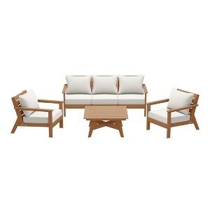 WestinTrends Avalon Outdoor 6-Piece Modular Sectional Patio Furniture Sofa Set, Teak/White - 1 of 4