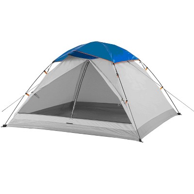 Suisse Sport SS070748GB 3 Person 7 Foot Lightweight Outdoor Indoor Camping Beach Pop Up Dome Tent with Rain Fly and Bag, Gray/Blue