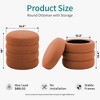 Gericco 17" in Diameter Round Ottoman with Storage for Living Room Foot Stool Modern Upholstered Vanity Stool Ottoman Foot Rest, Set of 2 - 2 of 4