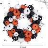 Halloween Pumpkin Wreath for Front Door, 18 Inch Fall Farmhouse Wreath with Orange, Black and White Pumpkins, Rattan Bottom Home Party - 2 of 4