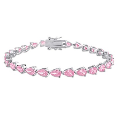EVERLY JEWELRY | Sterling Silver 13.5 CT TGW Created Pink Sapphire Bracelet, 7.25-inch