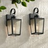 John Timberland Thebes 13 1/4" High Farmhouse Rustic Outdoor Wall Light Fixture Mount Porch House Set of 2 Textured Black Finish Clear Glass Shade - 2 of 4