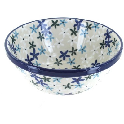 Blue Rose Polish Pottery Floating Flowers Cereal/Soup Bowl