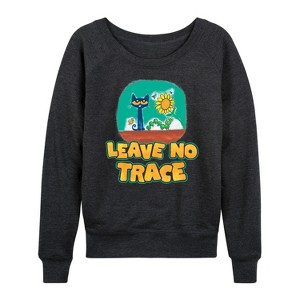 Women's - Pete the Cat - Leave No Trace Camping Lightweight French Terry Wide Neck Long Sleeve Shirt - 1 of 4