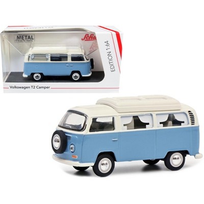 Volkswagen T2 Camper Bus Light Blue and White 1/64 Diecast Model Car by Schuco
