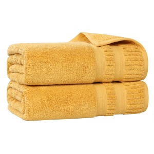 Ribbed Textured Border Zero Twist Cotton Medium Weight Towel Set by Blue Nile Mills - 1 of 4