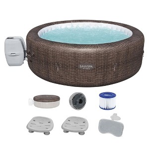 Bestway SaluSpa St Moritz AirJet Hot Tub with Set of 2 Non Slip Pool and Spa Seats and 2 Padded Headrest Pillows with Adjustable Strap, Brown - 1 of 4