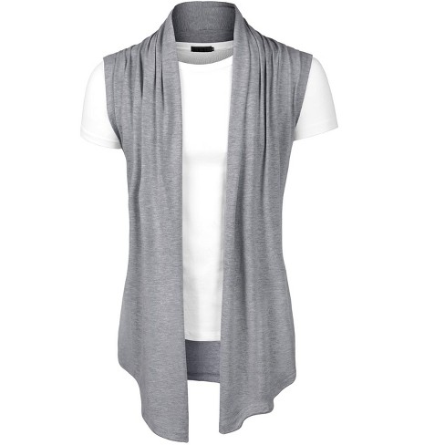 Lars Amadeus Men Casual Open Front Sleeveless Irregular Hem With No Button  Cardigan Vest Gray 46 : Target