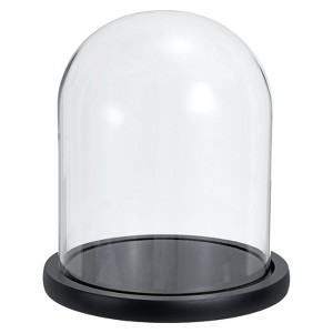 Unique Bargains Wooden Base Christmas Home Decor Glass Bell Jar Display Case - 1 of 4