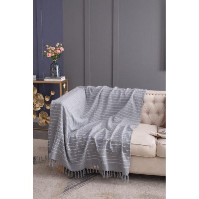 Sapphtopaz 50x60" Decorative Cotton Throw Blanket with Tassels, 2-Pack Decorative Recycled Cotton Accent Blanket, Lightweight Blanket for Bed, Couch
