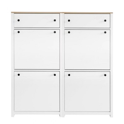 NicBex Set of 1/Set of 2 Shoe Cabinet with 2 Flip Drawers,Farmhouse Shoe Organizer with Drawer for Entryway,Hallway,Living Room