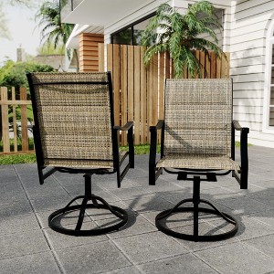 Patio Swivel Dining Chairs Set of 2, High Back Textilene All-Weather Outdoor Chairs with Padded Seat - Rocker for Lawn, Deck - 1 of 4