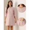 INSPIRE CHIC Women's Tweed 3/4 Sleeve Crew Neck A-Line Loose Formal Work Dress - 2 of 4