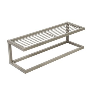 Honey-Can-Do Steel Bathroom Slatted Shelf with Towel Bar Gray: Wall Mounted Storage, Silver Dual Bars - 1 of 4