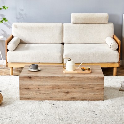 FURNIinspire End Tables Light Wood Texture MDF End Table, Simple Modern Style, Coffee Table End Table For Living Room, Brown, 43"*22"*17"