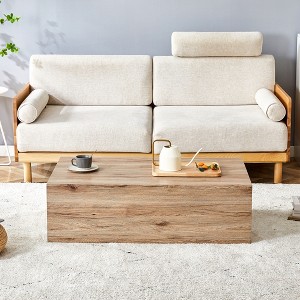 FURNIinspire End Tables Light Wood Texture MDF End Table, Simple Modern Style, Coffee Table End Table For Living Room, Brown, 43"*22"*17" - 1 of 4