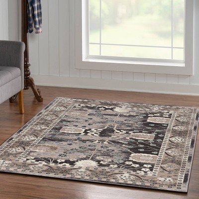 Gray and Charcoal Vintage Wool 2' x 3' Rug