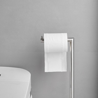 Nickel Freestanding Stainless Steel Toilet Paper Holder with Shelf