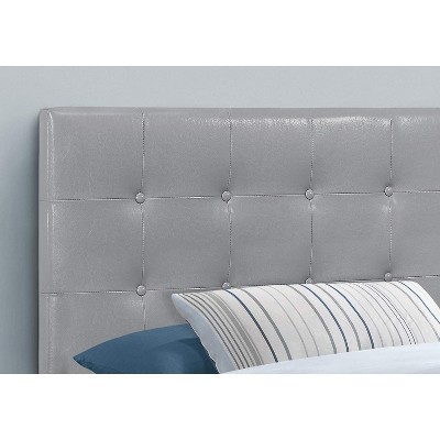 Gray Twin Upholstered Tufted Faux Leather Headboard