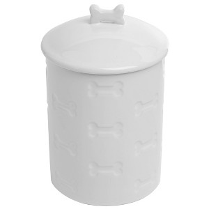 Park Life Designs 46 fl oz Manor Dog Treat Jar Food Storage Container - White - 1 of 4