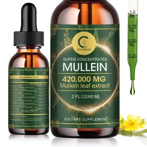 GPGP GreenPeople Organic Mullein Leaf Extract Drops for Lung Cleanse & Detox, Respiratory Health, 60ml (2Fl.oz) - 1 of 4