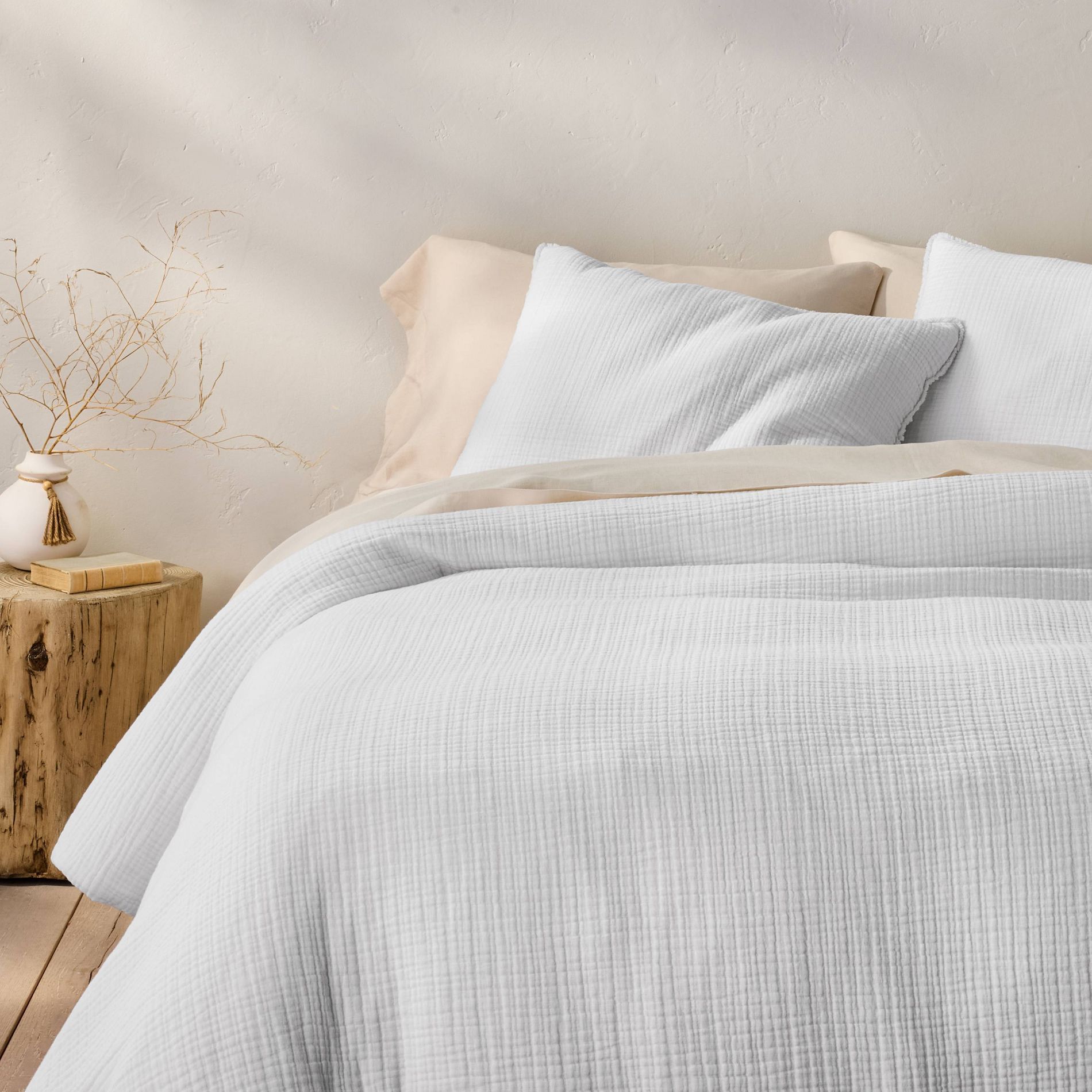 Textured Chambray Cotton Duvet Cover & Sham Set - Casaluna™