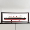 HomeRoots 15" Black and Red Solid Wood Hand Painted RMS Queen Mary Large Display Case Model Boat - 2 of 4