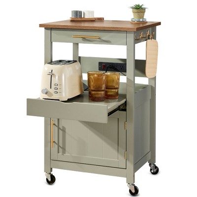 Best Choice Products Rolling Kitchen Island Cart, Single Door Cabinet w/ Drawer, Sliding Tray, Outlet