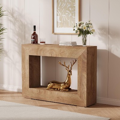 Rustic Farmhouse Console Table, Long Wooden Sofa Table for Living Room, Entryway, Hallway, and Entrance, Rectangular Design