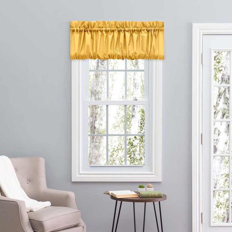 Ellis Stacey 1.5" Rod Pocket High Quality Fabric Solid Color Window Balloon Valance 60"x15" Yellow, 2 of 4