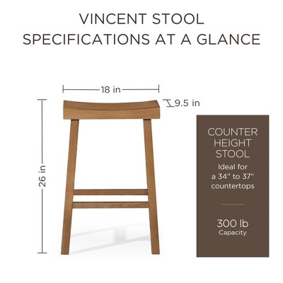 Antiqued Natural Wooden Saddle Counter Stool