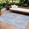 Sky Blue And Denim Blue Floral Washable Indoor Outdoor Area Rug - 2 of 4