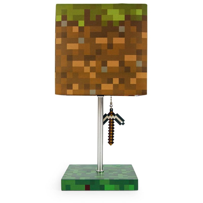 Ukonic Minecraft Grass Block Desk Lamp With Pickaxe 3D Puller | 14 Inches Tall, 1 of 7