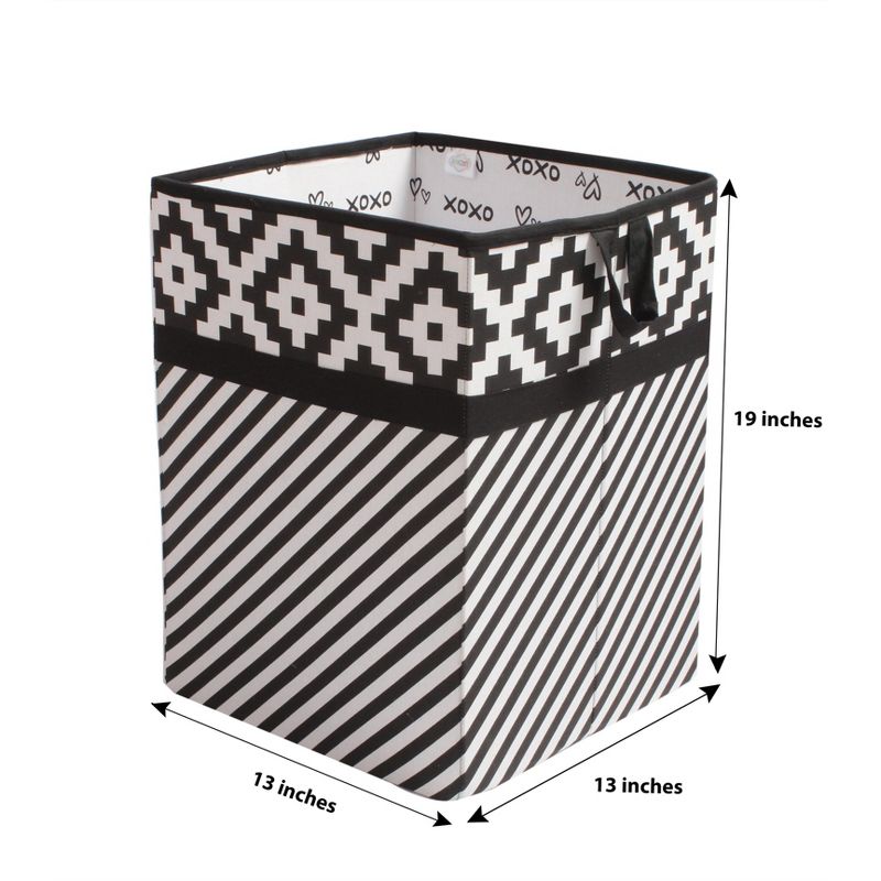 Bacati - Love Black/White Collapsible Laundry Hamper, 4 of 7