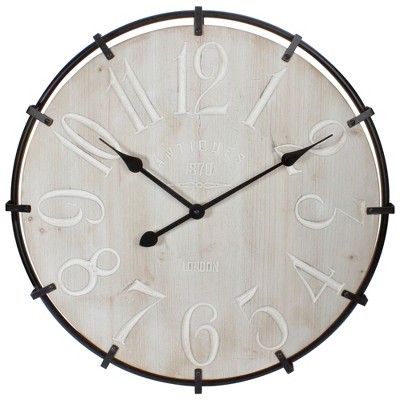 Northlight 23.5" Black Metal and Wood Country Rustic Round Wall Clock