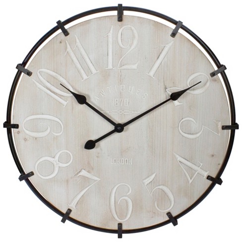 Northlight 23.5" Black Metal and Wood Country Rustic Round Wall Clock - image 1 of 4