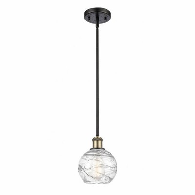 Athens Deco Swirl - 1 Light Stem Hung Mini Pendant In Industrial Style-8 Inches Tall and 6 Inches Wide