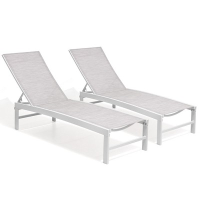 Crestlive Products 2 pc Outdoor Pool Lounger Aluminum All-weather Adjustable Chaise Lounge Chair