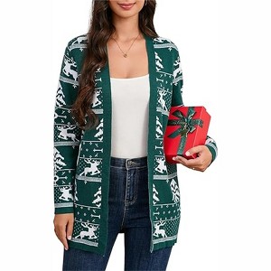 Clearlove Womens Christmas Cardigan Sweaters Lightweight Knitwear Long Sleeve Open Front Cardigan Ugly Cardigan Sweater - 1 of 4