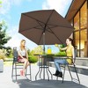 Outsunny 4 Piece Patio Bar Set for 2 with 6' Adjustable Tilt Umbrella, Outdoor Bistro Set with Folding Chairs & Glass Round Dining Table - 3 of 4