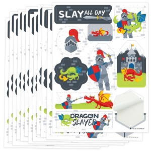 Big Dot of Happiness Calling All Knights and Dragons - Medieval Party or Birthday Party Favor Sticker Set - 12 Sheets - 120 Stickers - 1 of 4