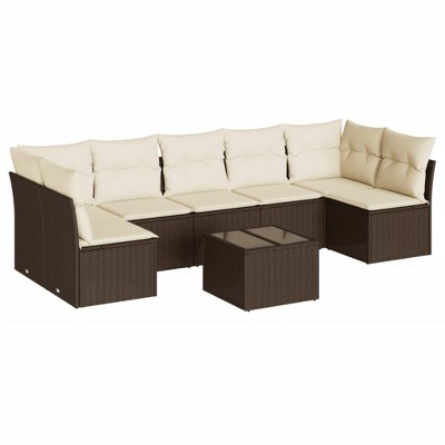 vidaXL Garden Sofa Set Brown