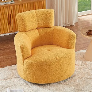360° Swivel Barrel Chair with Adjustable Headrest - Plush Upholstered Accent Chair for Living Room, Office & Bedroom - 1 of 4