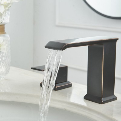 Oil Rubbed Bronze 8-Inch Widespread Waterfall Bathroom Faucet