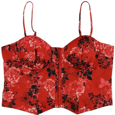 GUESS Womens Corset Floral Pullover Blouse