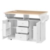 YOOCOZZ Multifunctional Extendable Kitchen Island Cart, US Standard Outlet, 5 Wheels, 1inch Thick Top Board - White - 2 of 4