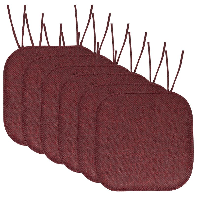 Herringbone Stitch Memory Foam Non-Slip 16" x 16" Chair Cushion Pad with Ties by Sweet Home Collection™, 1 of 5