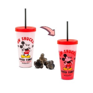 Silver Buffalo Disney Classic Mickey Mouse "Aw Shucks" Color-Changing Plastic Tumbler - 1 of 4